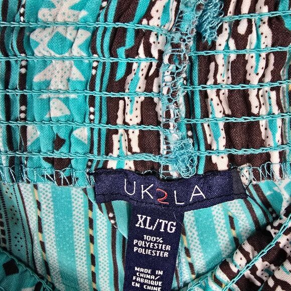 Uk2 Turquoise Tribal Print Boho Jogger Pants - Picture 6 of 8